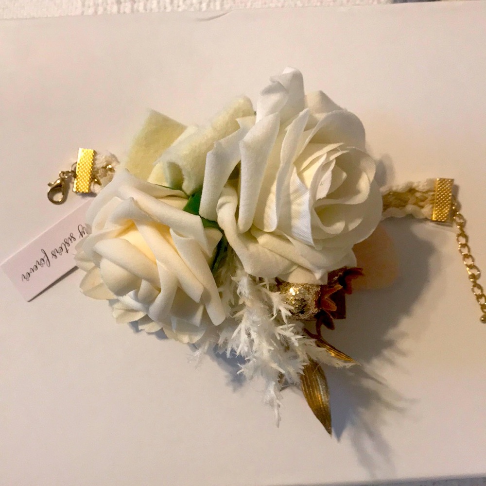 Wrist Corsages - White & Beige